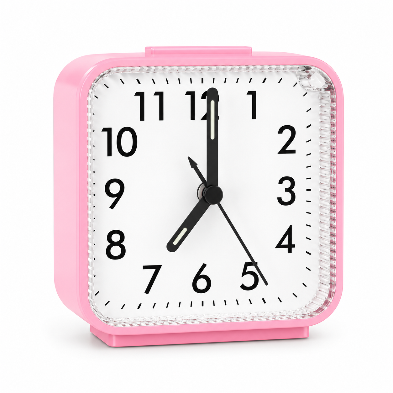 reveil horloge sans bruit rose sur fond blanc - monreveil.com