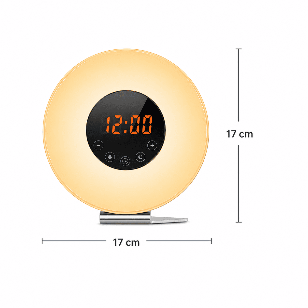 reveil couché de soleil sur fond blanc et dimenssion - monreveil.com