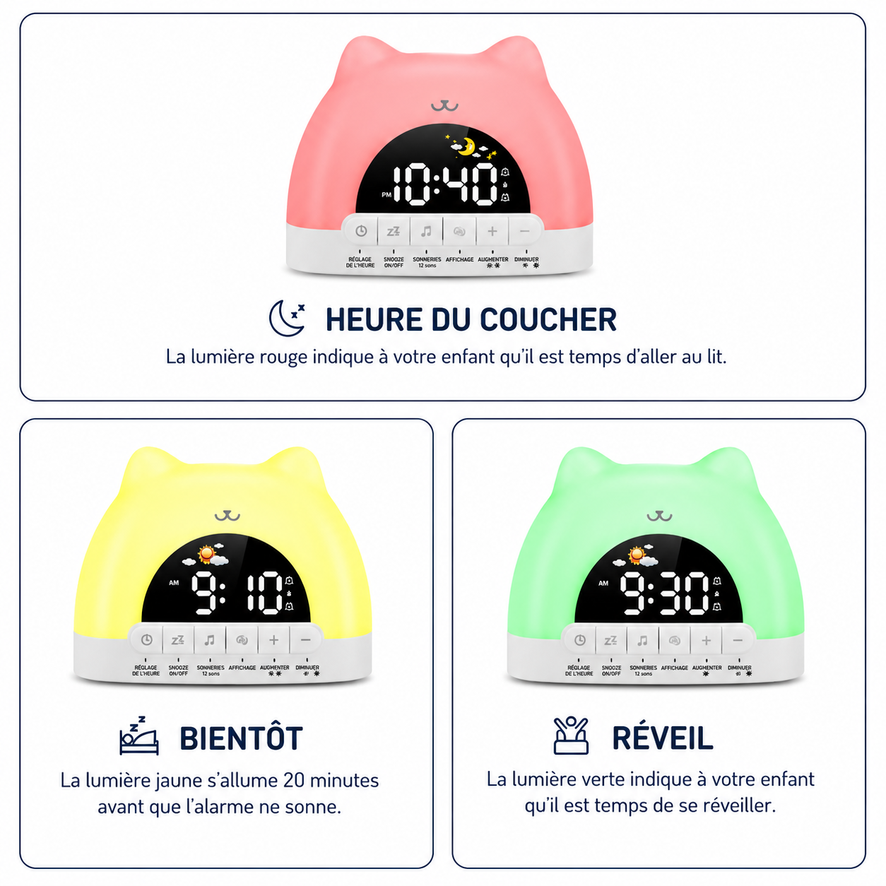 reveil veilleuse chat lumière pour le sommeil - monreveil.com
