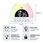 Dimensions et principales fonctions du réveil veilleuse chat