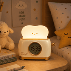 Réveil veilleuse toaster beige avec écran et lumière allumés
