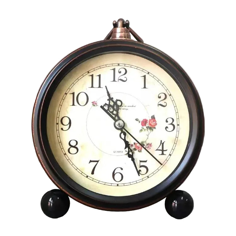 reveil horloge retro floral sur fond blanc - monreveil.com