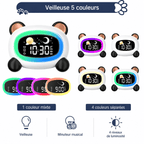 Réveil veilleuse panda avec plusieurs couleurs de halo