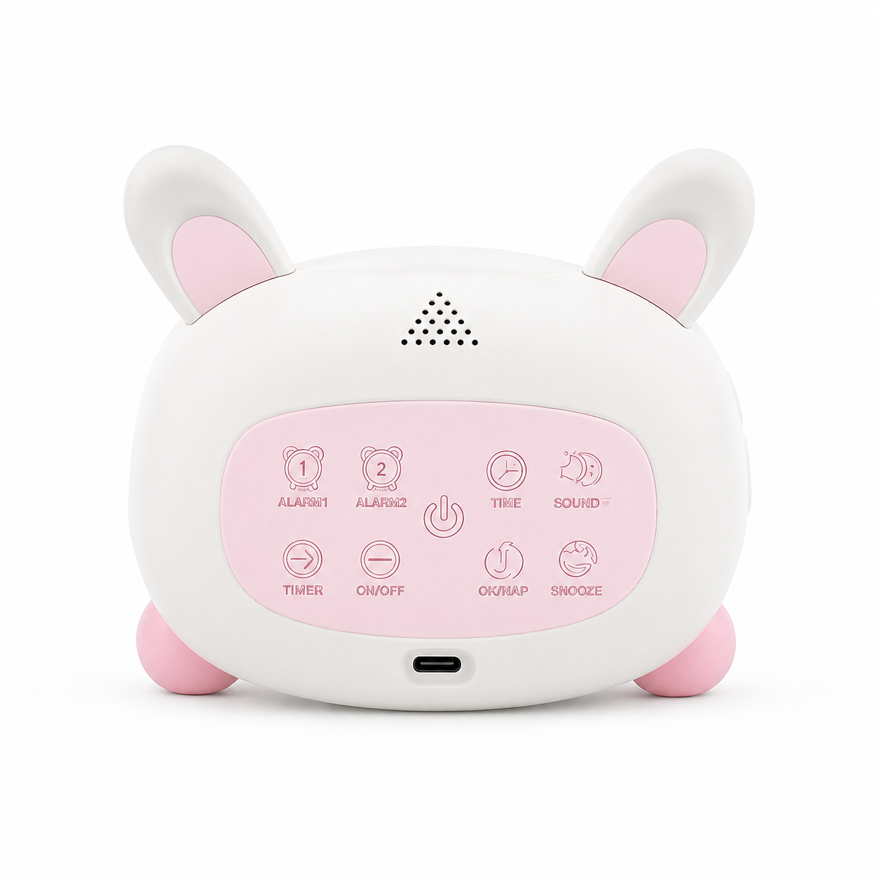 réveil veilleuse lapin vue arrière avec port USB alarme - monreveil.com