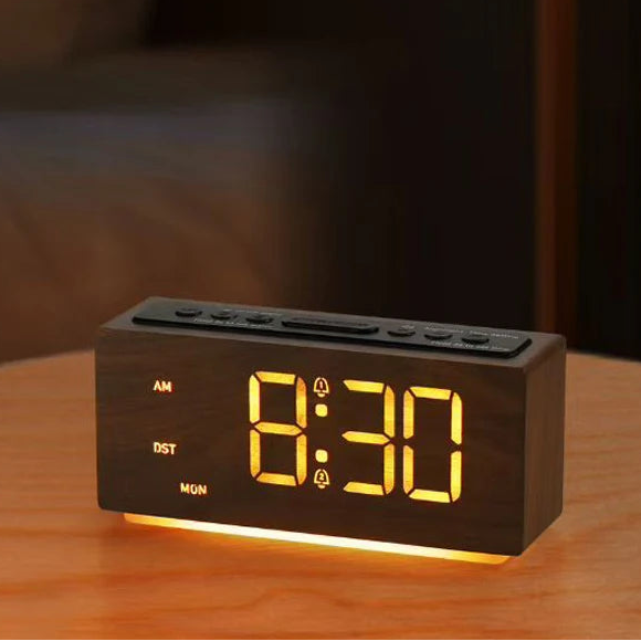 réveil en bois lumineux avec double alarme programmable