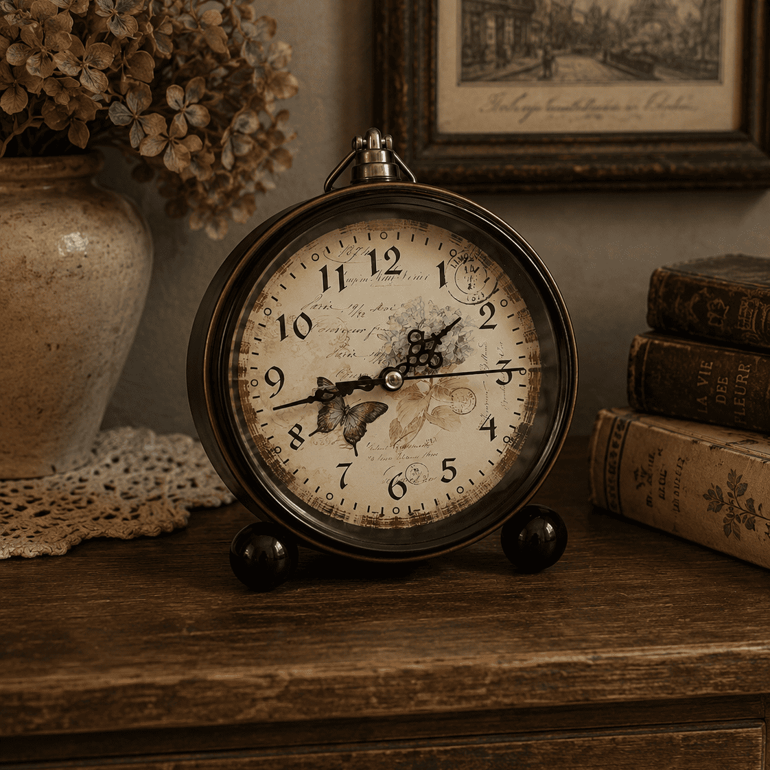 reveil horloge retro papillon bureau - monreveil.com