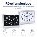 Réveil analogique senior à grands chiffres, fiable et durable