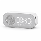 Enceinte radio réveil Bluetooth blanche pour enfant avec écran LED allumé