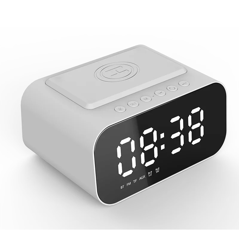 radio réveil connecté avec chargeur à induction blanc sur fond blanc - monreveil.com