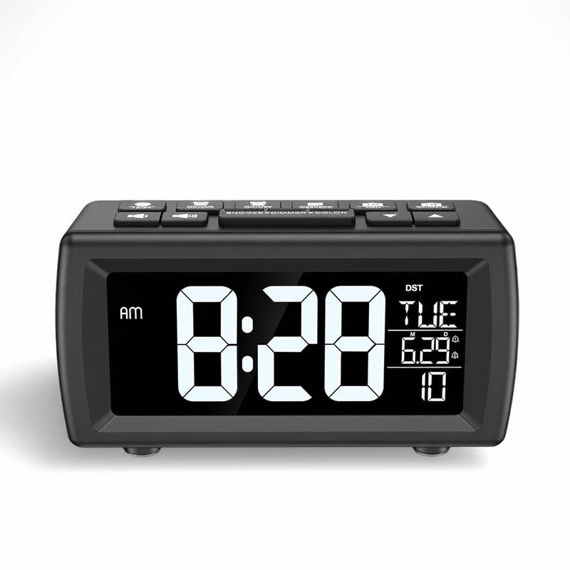 Vue de face du radio réveil enfant noir et de son écran LED