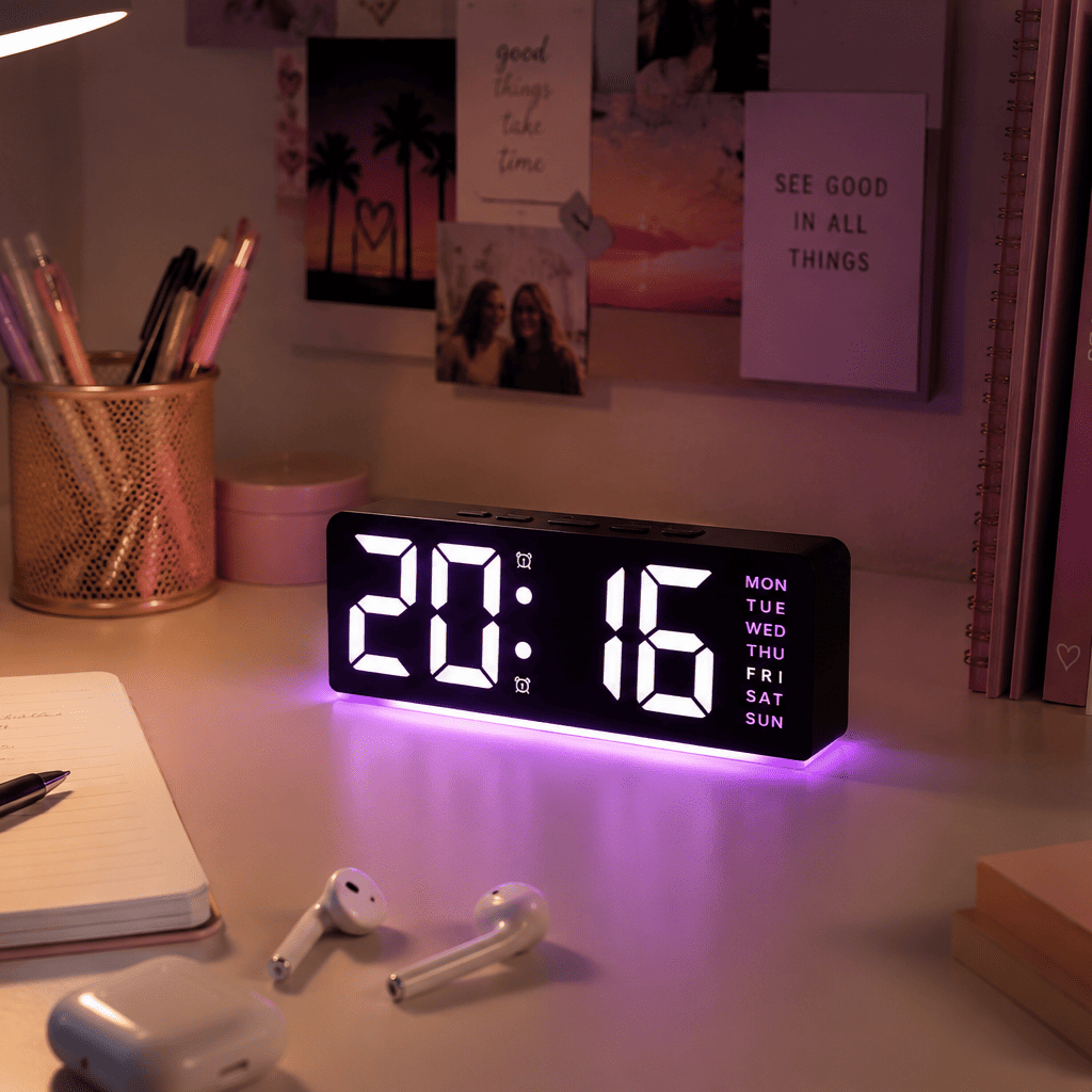 Réveil Ado numérique Chambre fille Violet - monreveil.com
