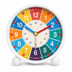 Réveil analogique éducatif pour enfant avec cadran coloré, heures et minutes clairement indiquées