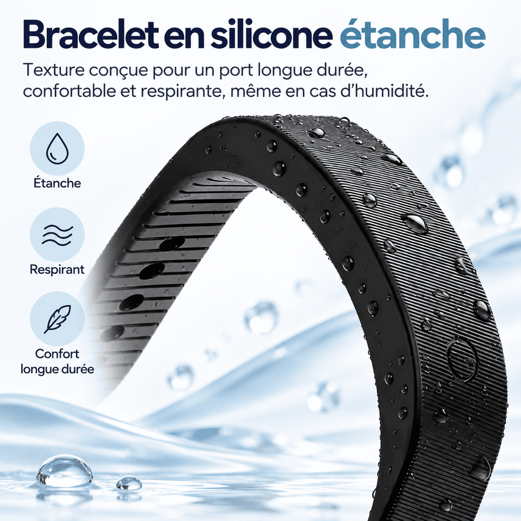 Réveil bracelet vibrant en silicone étanche, respirant et confortable, conçu pour un port longue durée
