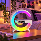 Réveil connecté intelligent blanc avec éclairage RGB multicolore et affichage numérique