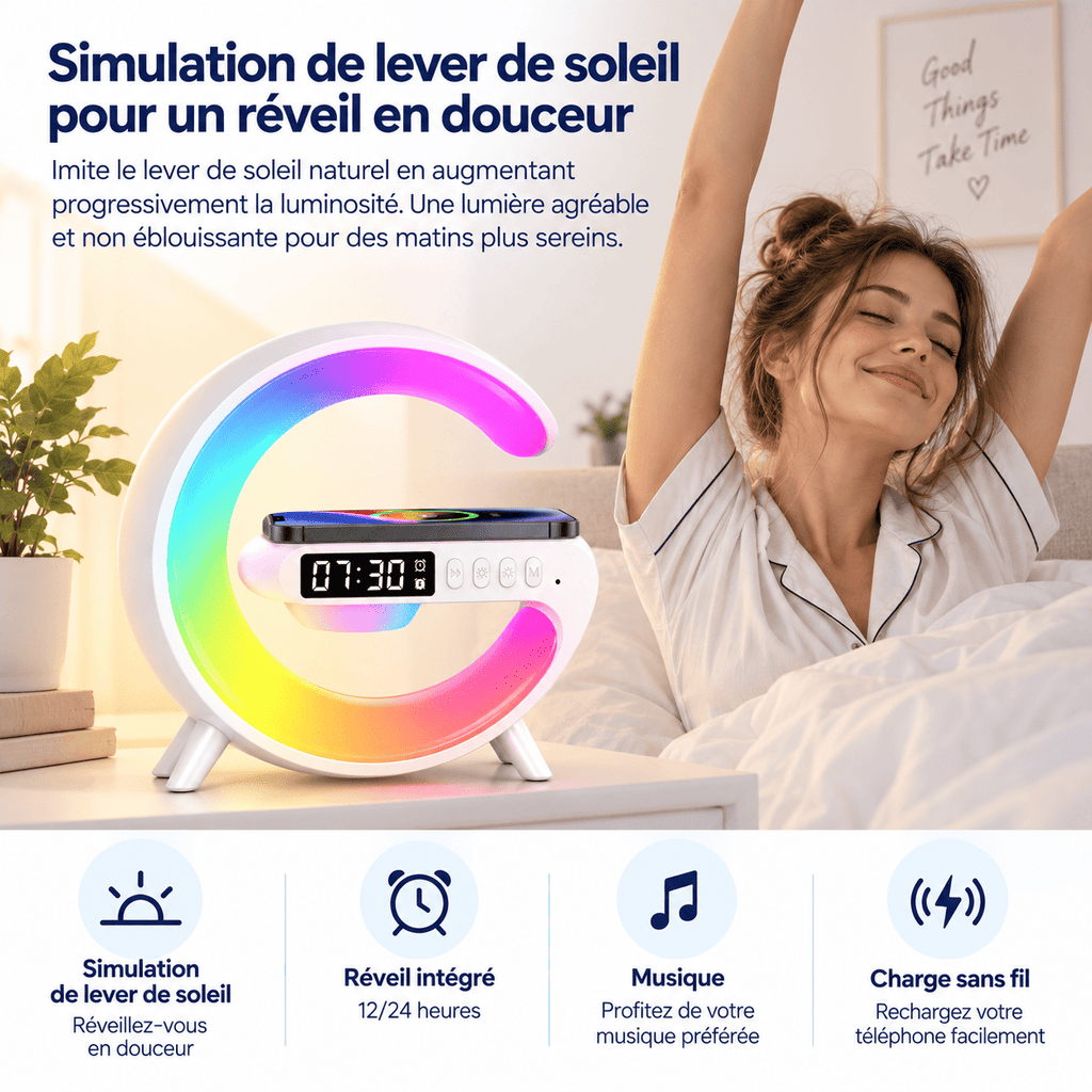 Réveil connecté intelligent, chargeur à induction, charge sans fil
