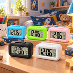 Cinq coloris du réveil numérique enfant avec écran LCD à grands chiffres