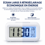 Réveil numérique enfant avec grand écran rétroéclairé et capteur de luminosité pour un affichage adapté au jour et à la nuit
