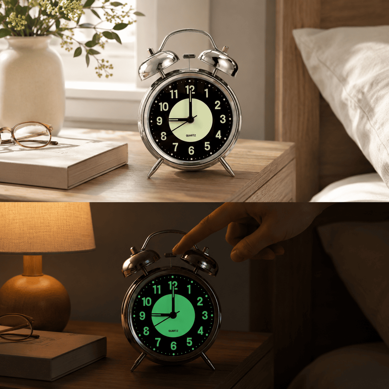 Réveil Vintage Sonnerie Forte LED Verte - monreveil.com