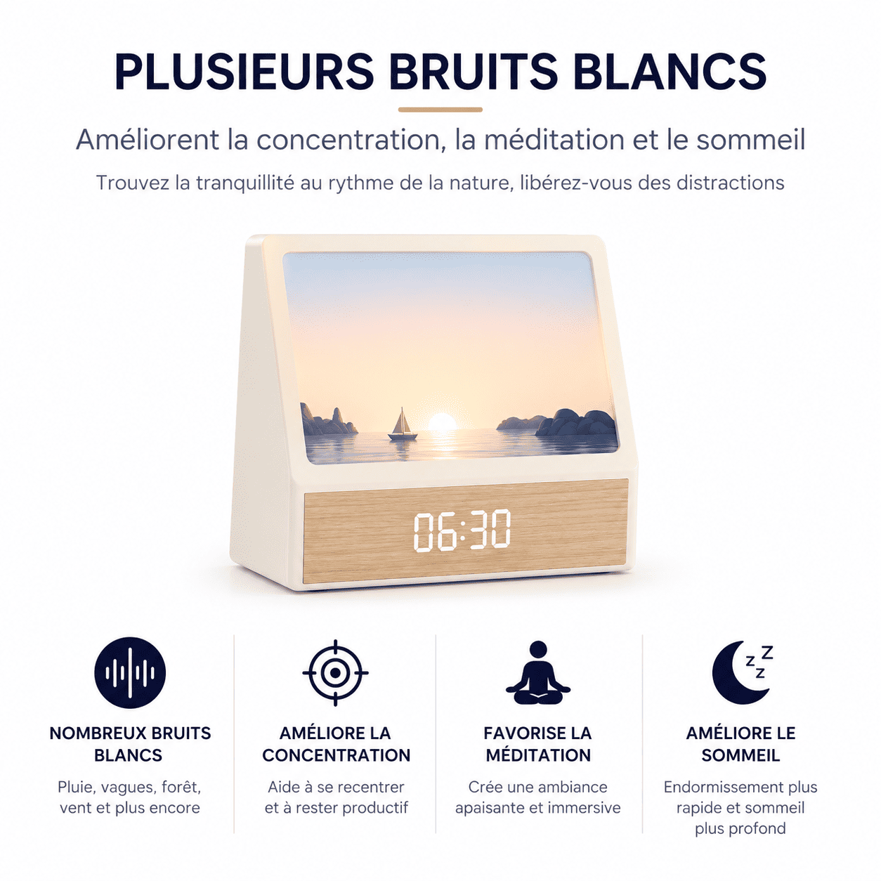 réveil couché de soleil bruits blancs - monreveil.com