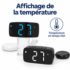 Réveil vibrant affichant la température ambiante en temps réel sur son écran numérique
