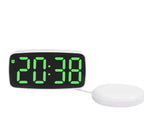 Réveil vibrant blanc avec grands chiffres verts et coussin vibrant externe