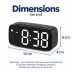 Dimensions du réveil vibrant : 12 cm de largeur, 6 cm de hauteur et 4 cm de profondeur