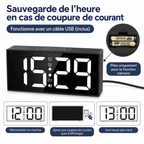 Réveil vibrant pour sourd avec fonction mémoire permettant de conserver l’heure en cas de coupure de courant